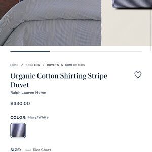 Ralph Lauren Home Blue and White Striped Duvet Cover